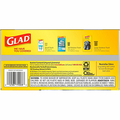 Glad ForceFlex Tall Kitchen Drawstring Trash Bags - OdorShield (CLO79008PL)