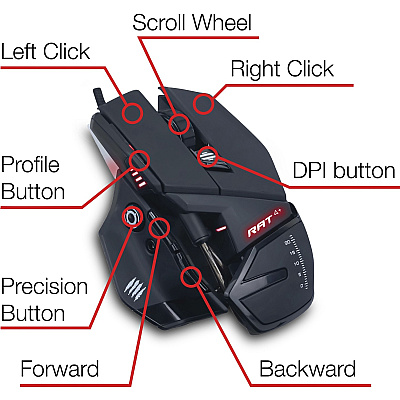 Mad Catz The Authentic R.A.T. 4+ Optical Gaming Mouse (MDCMR03MCAMBL00)