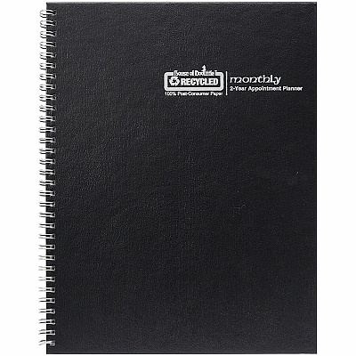House of Doolittle Monthly Calendar Planner 2 Year Black Hard Cover 8-1/2 x 11 Inches (262092)