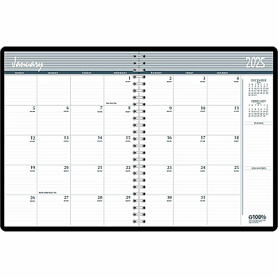 House of Doolittle Monthly Calendar Planner 2 Year Black Hard Cover 8-1/2 x 11 Inches (262092)
