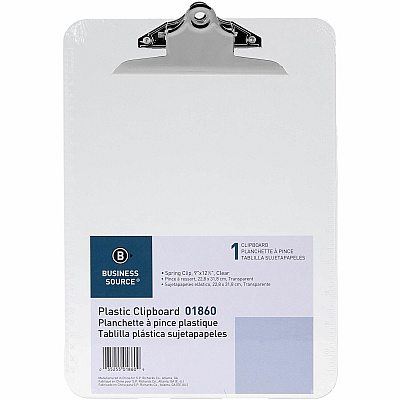 Business Source Spring Clip Plastic Clipboard (BSN01860BX)
