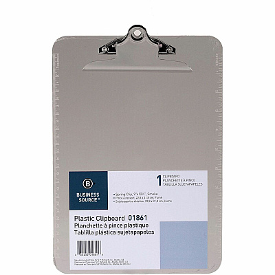 Business Source Spring Clip Plastic Clipboard (BSN01861BX)