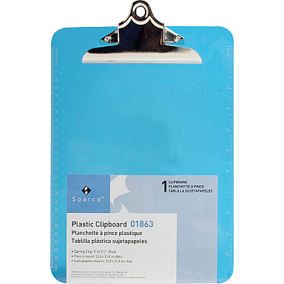 Business Source Spring Clip Plastic Clipboard (BSN01863BX)
