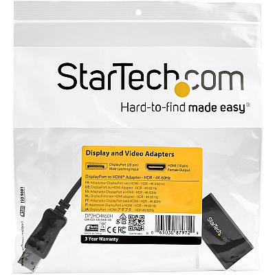 StarTech Display Port To Hdmi Adapter With Hdr - 4k 60hz - Black (DP2HD4K60H)