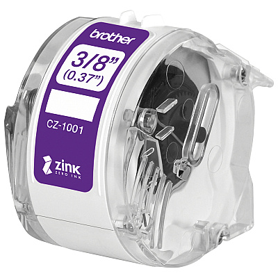 Brother Genuine CZ-1001 3/8" (0.37") 9mm wide x 16.4 ft. (5 m) long label roll featuring ZINK Zero Ink technology