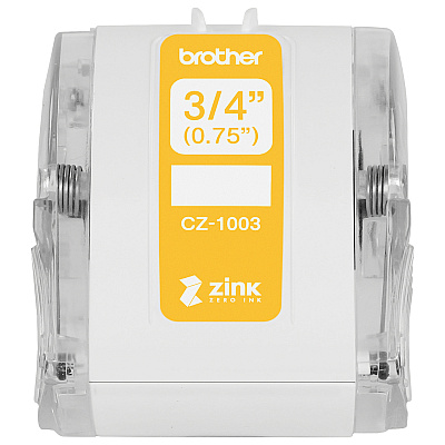 Brother Genuine CZ-1003 continuous length ¾" (0.75") 19 mm wide x 16.4 ft. (5 m) long label roll featuring Zero Ink technology