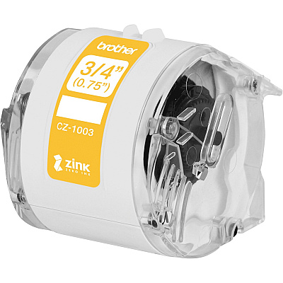 Brother Genuine CZ-1003 continuous length ¾" (0.75") 19 mm wide x 16.4 ft. (5 m) long label roll featuring Zero Ink technology
