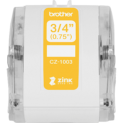 Brother Genuine CZ-1003 continuous length ¾" (0.75") 19 mm wide x 16.4 ft. (5 m) long label roll featuring Zero Ink technology