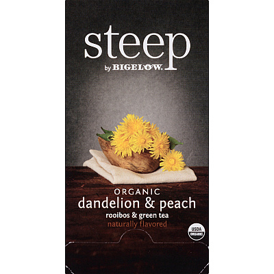 Bigelow Organic Dandelion & Peach Rooibos & Green Tea Herbal Tea, Green Tea Bag (BTC17715)