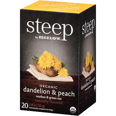 Bigelow Organic Dandelion & Peach Rooibos & Green Tea Herbal Tea, Green Tea Bag (BTC17715)