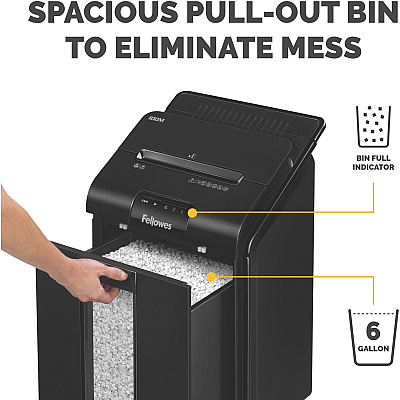 Fellowes AutoMax 100M Micro-Cut Commercial Office Auto Feed 2-in-paper shredder with 100-Sheet Capacity (4629001)