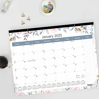 Blueline Passion Floral Desk Pad Calendar (C194113)