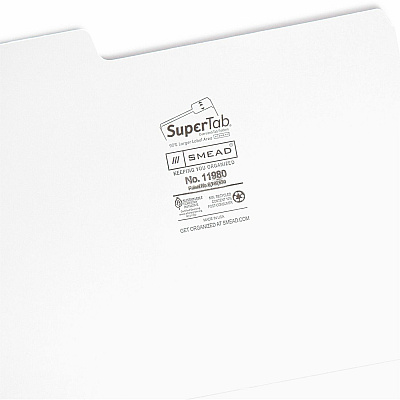 Smead SuperTab 1/3 Tab Cut Letter Recycled Top Tab File Folder (SMD11980)