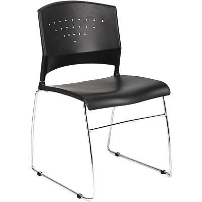 BOSS Black Stack Chair With Chrome Frame, 1Pc Pack (B1400BK1)