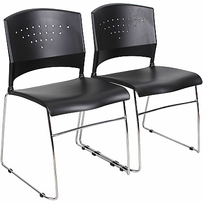BOSS Black Stack Chair With Chrome Frame, 1Pc Pack (B1400BK1)