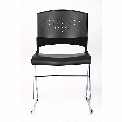 BOSS Black Stack Chair With Chrome Frame, 1Pc Pack (B1400BK1)