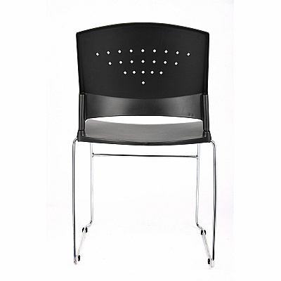 BOSS Black Stack Chair With Chrome Frame, 1Pc Pack (B1400BK1)