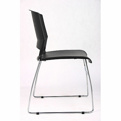 BOSS Black Stack Chair With Chrome Frame, 1Pc Pack (B1400BK1)