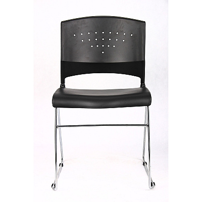BOSS Black Stack Chair With Chrome Frame 2 Pcs Pack (B1400BK2)