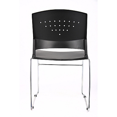 BOSS Black Stack Chair With Chrome Frame 2 Pcs Pack (B1400BK2)