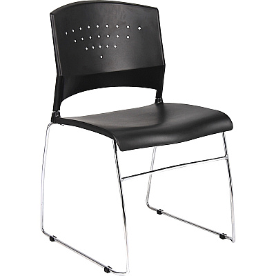 BOSS Black Stack Chair With Chrome Frame 4 Pcs Pack (B1400BK4)