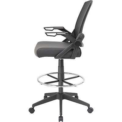 BOSS Black Flip Arm Mesh Drafting Stool (B16223BK)