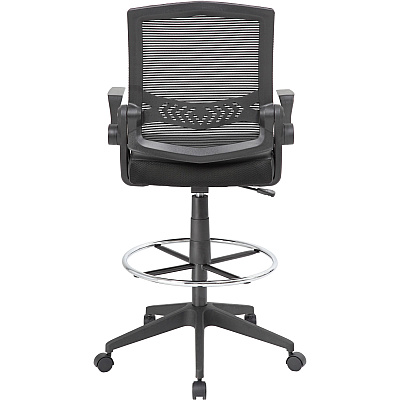 BOSS Black Flip Arm Mesh Drafting Stool (B16223BK)