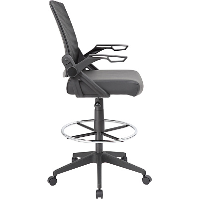 BOSS Black Flip Arm Mesh Drafting Stool (B16223BK)