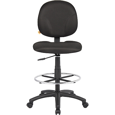 BOSS Stand Up Fabric Drafting Stool with Foot Rest, Black (B1690BK)