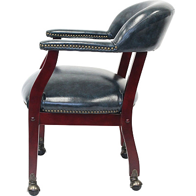 BOSS Captain's Chair In Blue Vinyl with Casters (B9545BE)
