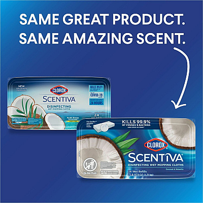 Clorox Scentiva Disinfecting Wet Mopping Cloth Refills - Coconut & Water Lily (CLO32034CT)