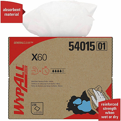 Wypall GeneralClean X60 Multi-Task Cleaning Cloths - Brag Box (KCC54015)