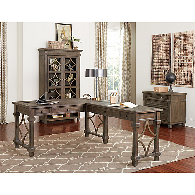 Martin Carson Open L Desk with Open Right Return, Power with AC and USB (IMCA386RRR)