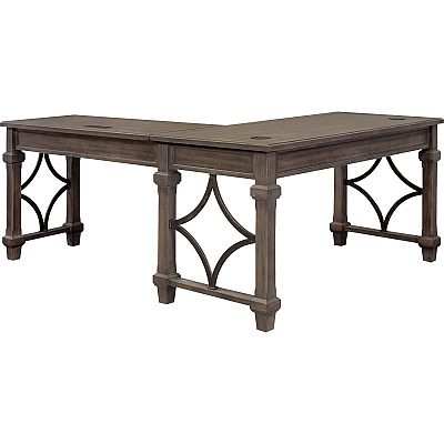 Martin Carson Open L Desk with Open Right Return, Power with AC and USB (IMCA386RRR)