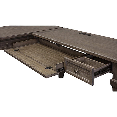 Martin Carson Open L Desk with Open Right Return, Power with AC and USB (IMCA386RRR)