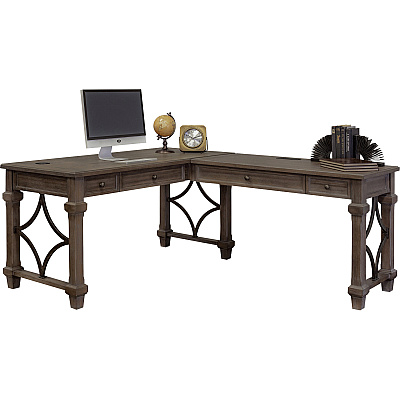 Martin Carson Open L Desk with Open Right Return, Power with AC and USB (IMCA386RRR)