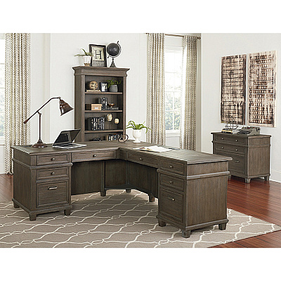 Martin Carson L Desk with Right Return, Pencil, Utility and File Drawers (IMCA684RRR)
