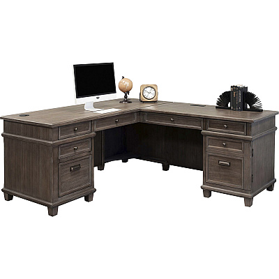 Martin Carson L Desk with Right Return, Pencil, Utility and File Drawers (IMCA684RRR)