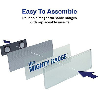 The Mighty Badge Professional Reusable Name Badge System Replacement Pack (AVE71202)