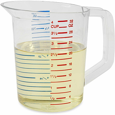 Rubbermaid Commercial Bouncer 1 Quart Measuring Cup (RCP3216CLE)