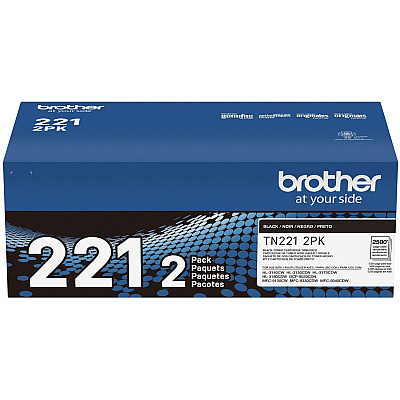 Brother TN221 Original Standard Yield Laser Toner Cartridge - Twin-pack - Black - 2 / Box (TN2212PK)