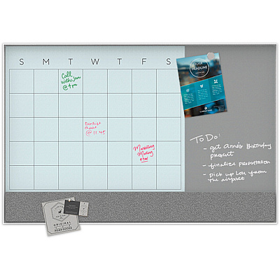 U Brands Magnetic Glass Dry Erase 3-in-1 Calendar Board (UBR3198U0001)