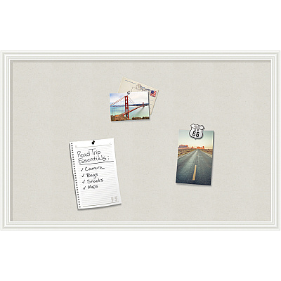 U Brands Cork Linen Bulletin Board, 30 x 20 Inches, White Wood Frame (2074U00-01)