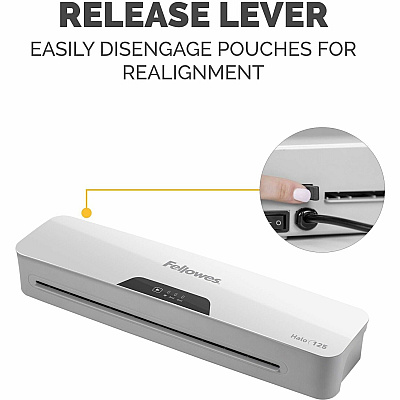 Fellowes Halo 125 Thermal Laminator for Home, School or Office with 25 Pouch Starter Kit, Easy to Use, 1 Minute Warm-Up, Jam Free (5753101)