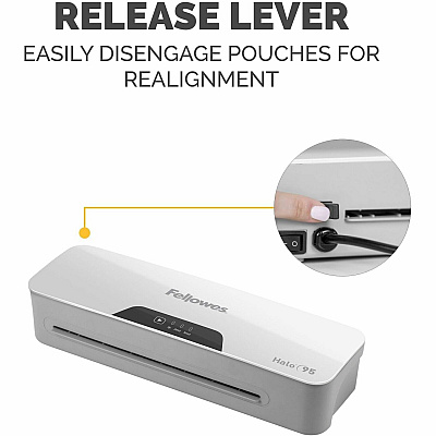 Fellowes Halo 95 Thermal Laminatorfor Home, School or Office with 10 Pouch Starter Kit, Easy to Use, 1 Minute Warm-Up, Jam-Free (FEL5753001)