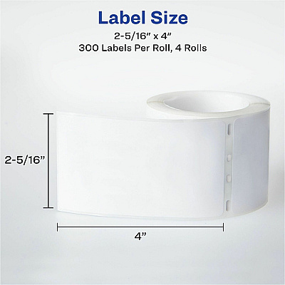 Avery Thermal Roll Labels, 2-5/16"x4" , 300 Labels/Roll-4 Rolls (4191) (AVE04191)