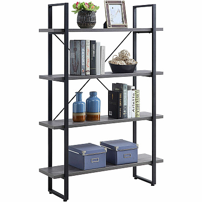 Lorell SOHO Rustic Metal Frame Bookcase (LLR97620)