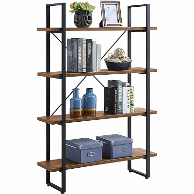 Lorell SOHO Rustic Metal Frame Bookcase (LLR97619)