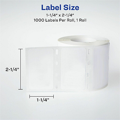 Avery Thermal Roll Labels, 2.25" x 1.25" , 1,000 White Labels (4186) (AVE04186)