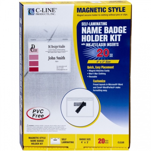 C-Line Magnetic Style 4x3 Name Badge Holder Kit (92843)